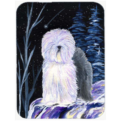 Red Barrel Studio® Bernadeta Old English Sheepdog Glass Cutting Board