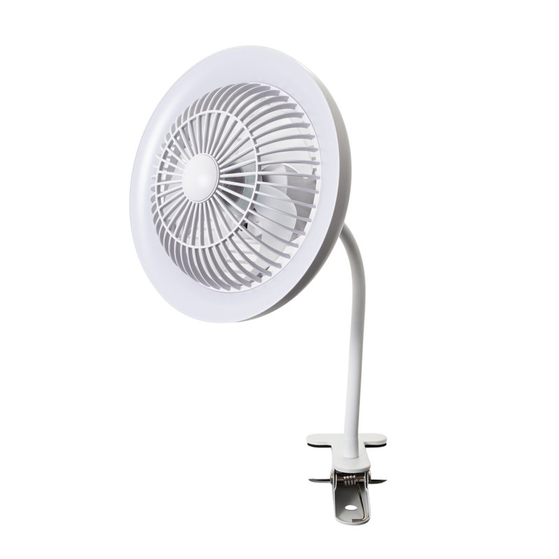 Rechargeable 3 Speed Clip-On Fan With LED Dimmable Ring Light By, White