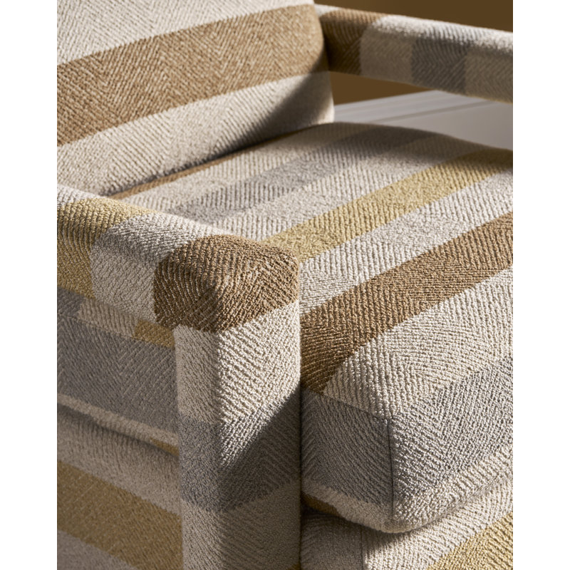 Thom Filicia Home Upholstered Swivel Armchair, Tuck Linen