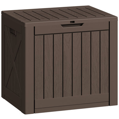 40 Gallons Lockable Resin Outdoor Deck Box And Patio Furniture Side Table