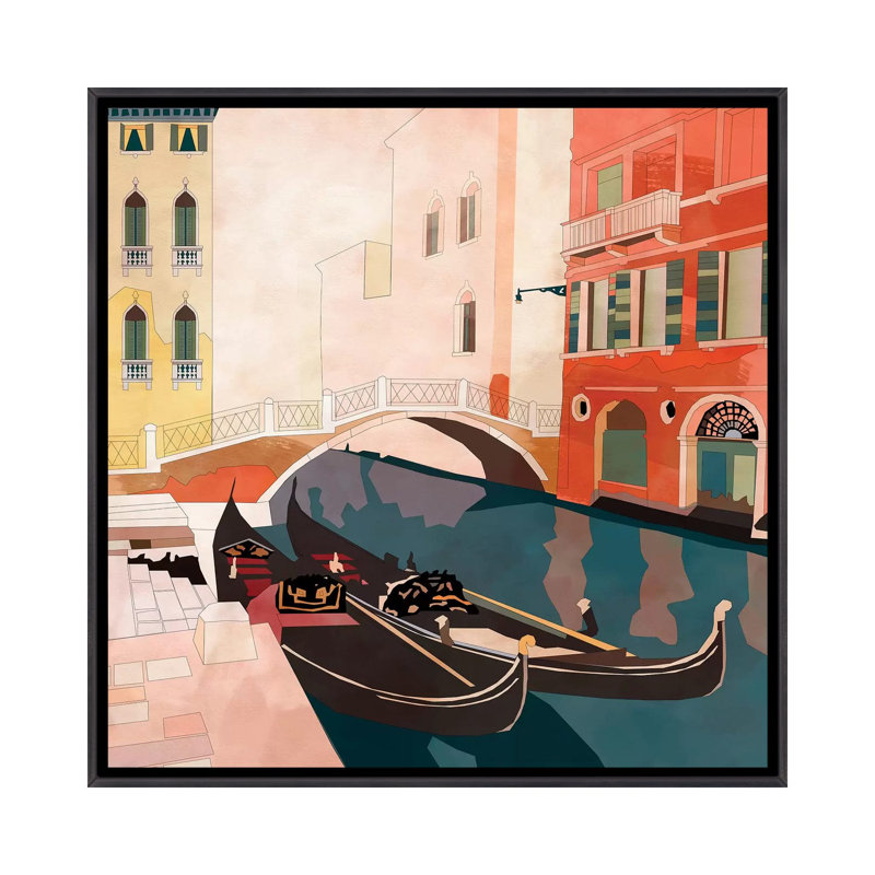 «Venice Gondolas II» par Ana Rut Bré - impression d'art graphique, Aucun mat, H 37 po x l 37 po x P 1,5 po
