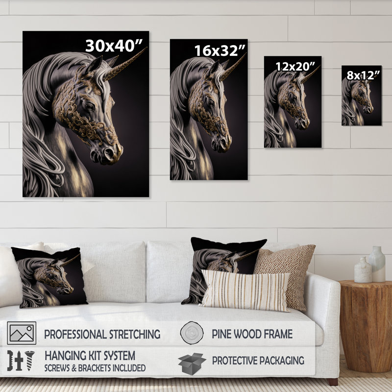 " Glamourous Unicorn I ", 20" H x 12" W x 1" D, Wrapped Canvas
