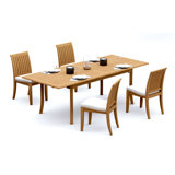 4 Seats 5 Pcs Grade-A Teak Wood Dining Set: 94" Double Extension Rectangle Table And 4 Lagos Armless Chairs #11LG2000