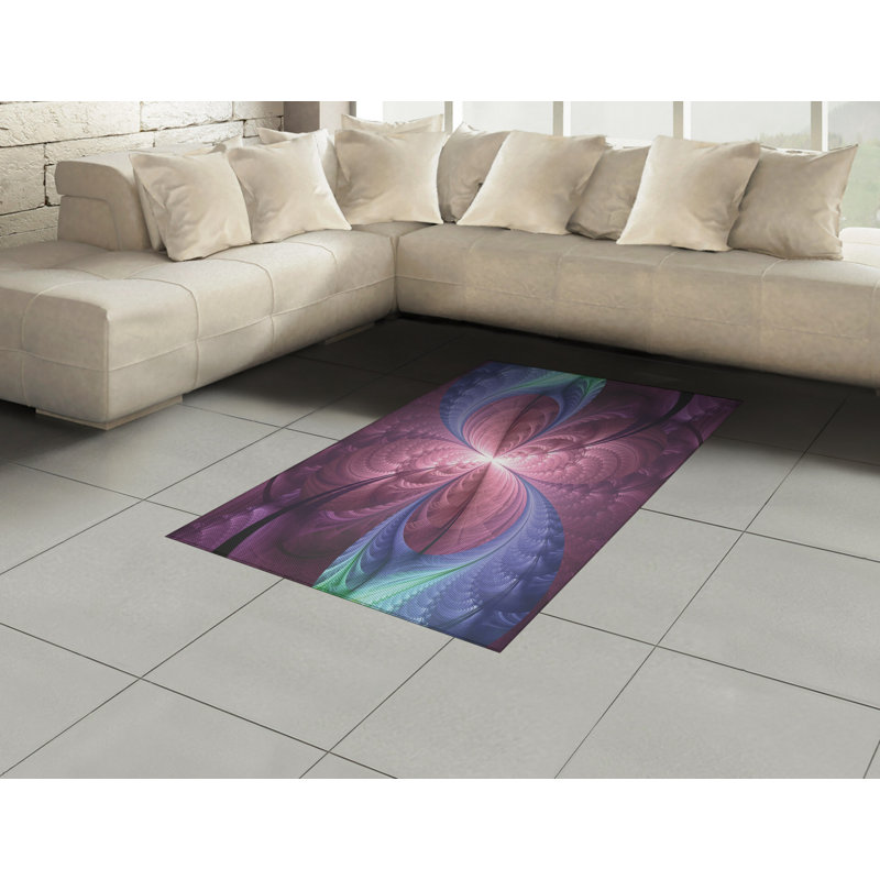 Tapis décoratif à fibres longues haute densité en polyester et coton Trippy, Rectangle— 4 pi x 5 pi 8 po