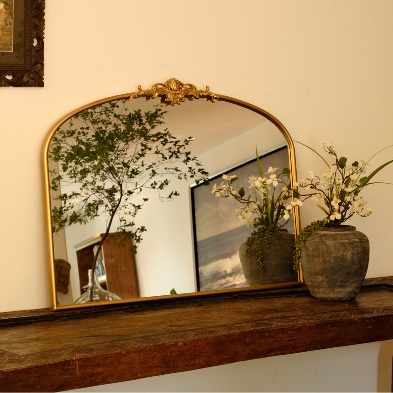 Vintage Gold Arched Wall Mirror, 30" x 40" 