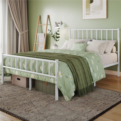 Birmati Metal Platform Bed Minimalist Bed Frame with Headboard and Footboard