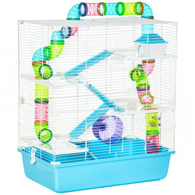 Extra Large 23" Hamster Cage with Tubes and Tunnels, Portable Carry Handles, Rat House and Habitats Big 5-Tier Design, Mouse Cage Includes Exercise Wh