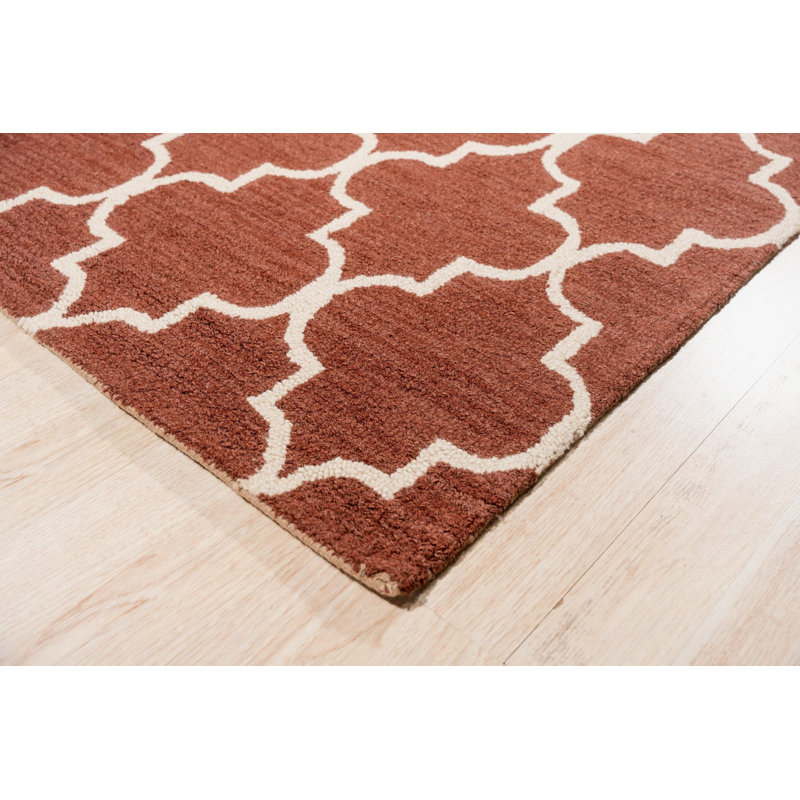 Hand Tufted Wool Geometric Area Rug, Brown