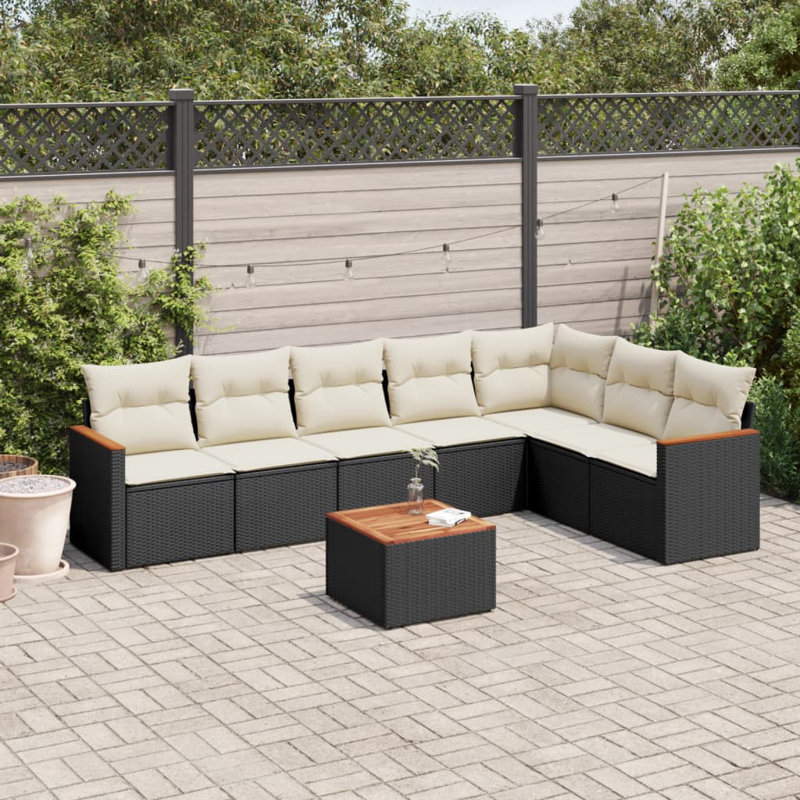 Ensemble de canapé modulaire en rotin PE noir 8 pièces Vidaxl