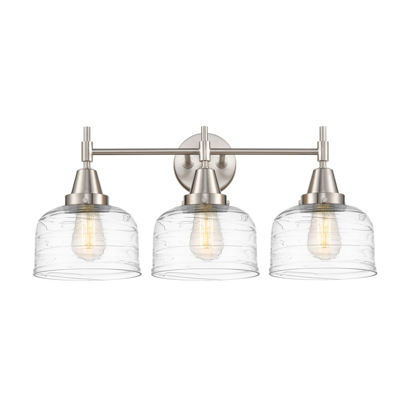 Amede 3 - Light Dimmable Vanity Light, Clear Deco Swirl, Satin Nickel