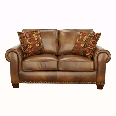 Causeuse de la collection Rustic Leather - construction de qualité supérieure, garniture cloutée - confort et style maximum