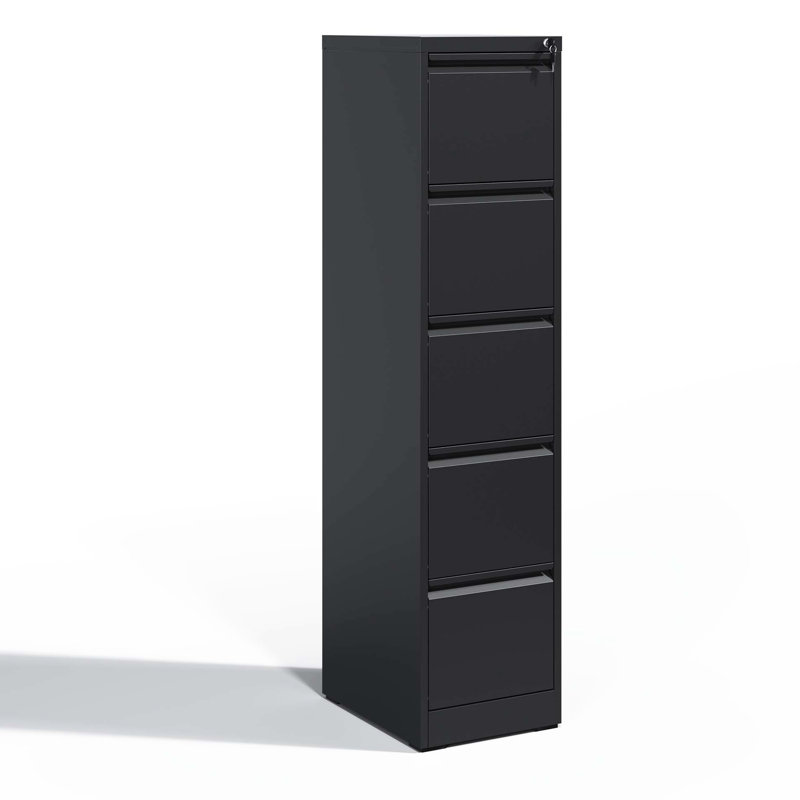 Classeur en métal à 5 tiroirs pour bureau / maison, en acier, verrouillable, inclinable, tiroirs pleine extension, manipulation pratique avec serrure, tiroirs, fonction d'inclinaison, accès rapide