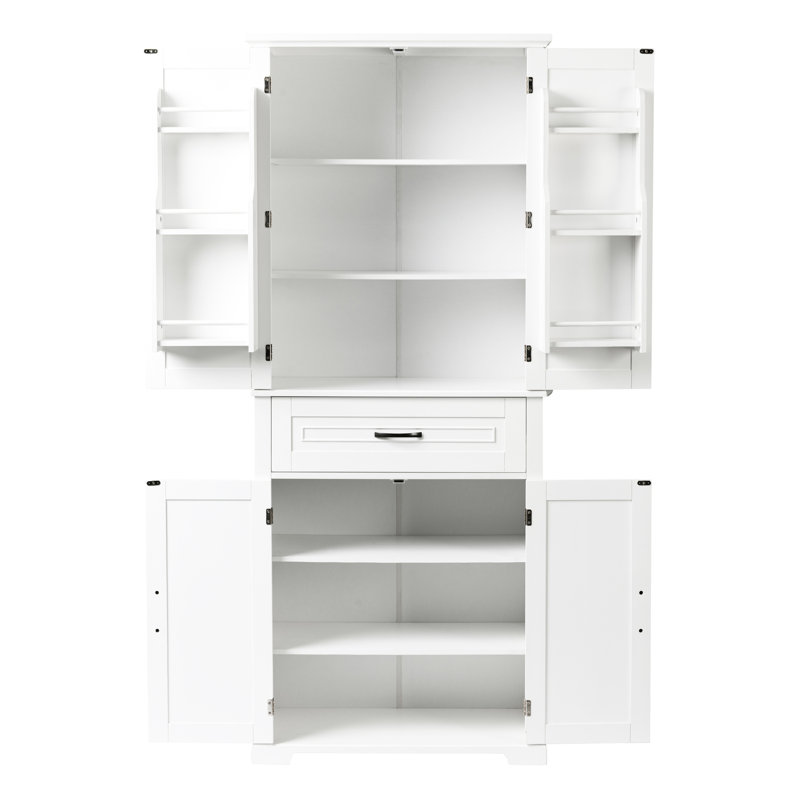 Bathroom Storage: White Cabinet With Doors And Useful Drawer Spacious, 70.8" H x 29.2" W x 16.09" D, White