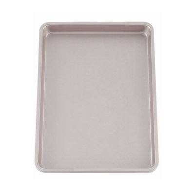 Plaque à biscuits antiadhésive en acier au carbone de 15 pouces pour four à rôtir le pain à la viande Battenberg Pizzas de 11,8 po x 15,8 po x 0,5 po (or champagne)