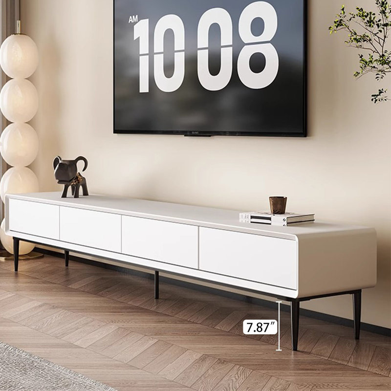 Meuble télé blanc, H 16,93 po x L 86,61 po x l 15,75 po