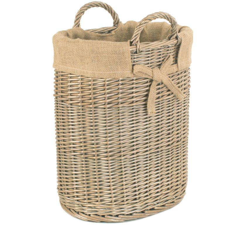 Highcliffe Wicker Lined Storage Log Carrier, 46cm H x 33cm W x 25.5cm D