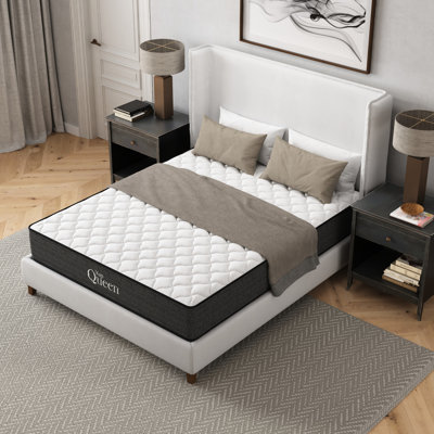 Gel rafraîchissant 12 pouces - matelas simple TG en mousse et à ressorts, soulagement, faible transfert de mouvement, eau, compatible avec une base réglable, couleur gris blanc, pour le cadre de base,
