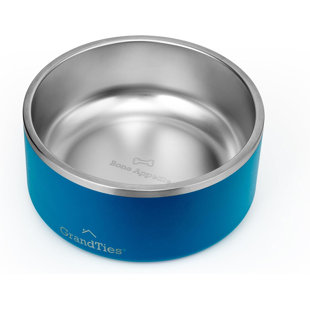Grandties 64oz Insulated Stainless Steel Pet Bowl- Engraved( ( Cobalt Blue)