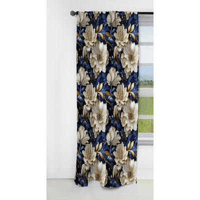 Regal Baroque Flourish Victorian Motif X - Rideau damassé - Rideau occultant en velours - 1 panneaux