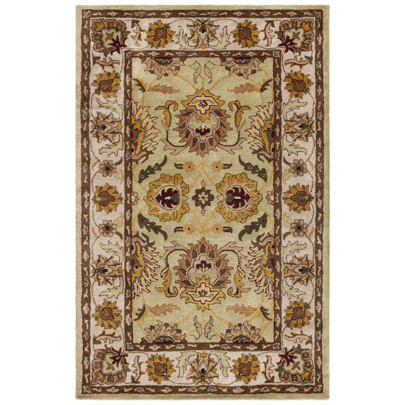 Tapis oriental en laine touffeté à la main à motif oriental Alg, Rectangle 9 pi 6 po x 13 pi 6 po