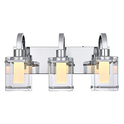 Luminaire de salle de bain à 3 lumières au-dessus d'un miroir, luminaire mural de meuble-lavabo chromé avec verre transparent pour la cuisine, DEL.
