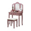 Ensemble de coiffeuse et tabouret en bois Sanlo avec miroir biseauté à 3 panneaux et 4 tiroirs, finition or rose