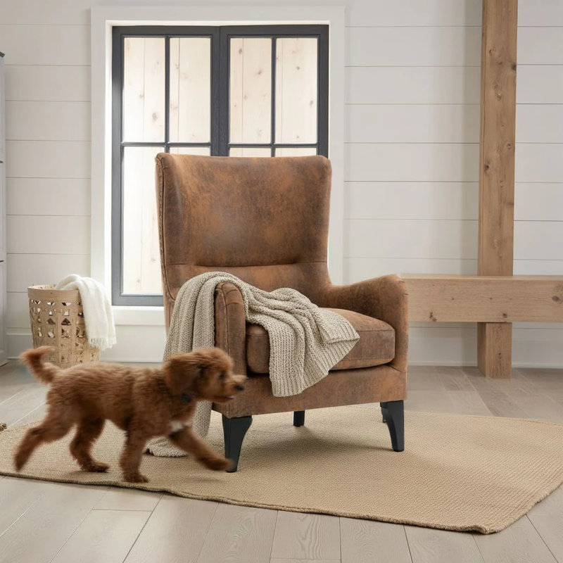 Segovia Wingback Chair, Grey Microfiber / Microsuede 