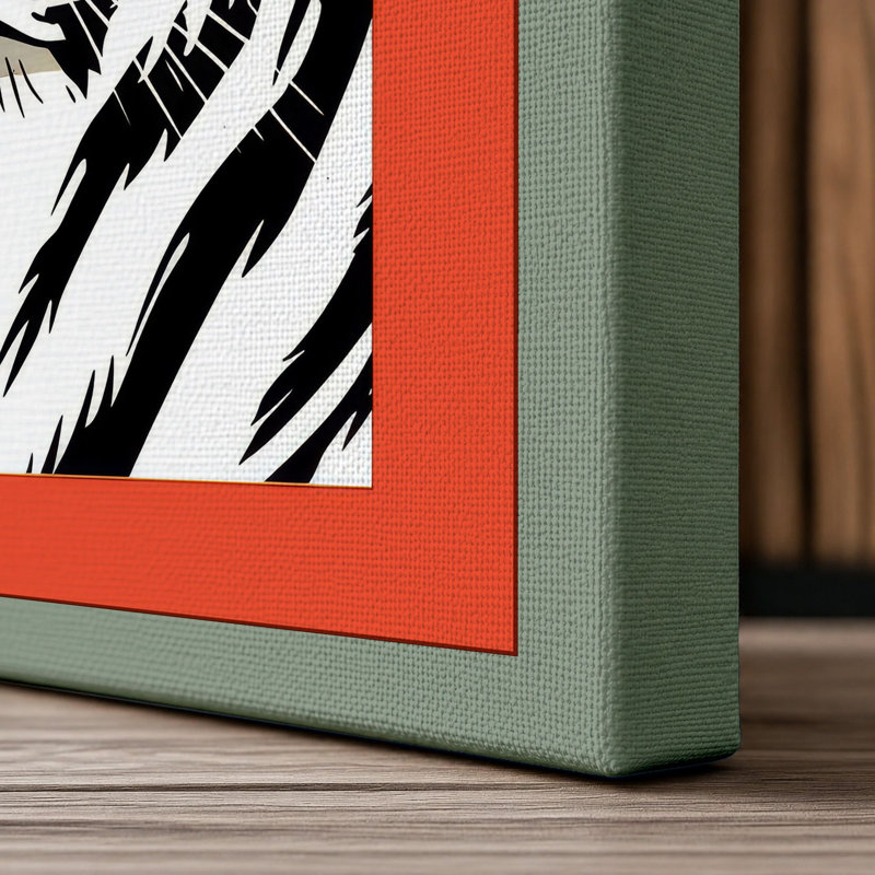 Tiger Bold Geometric - Wrapped Canvas, 36x24 - 91.4 x 61.0 cm, Sage Border