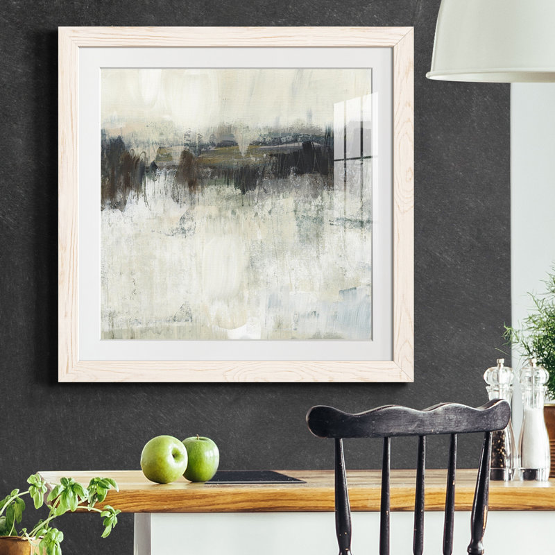 " Neutral Horizon Line I ", 20" H x 20" W x 1" D, White, White