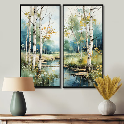 Birch Woods Whispering Winds X - Green, reproduction d'art sur toile