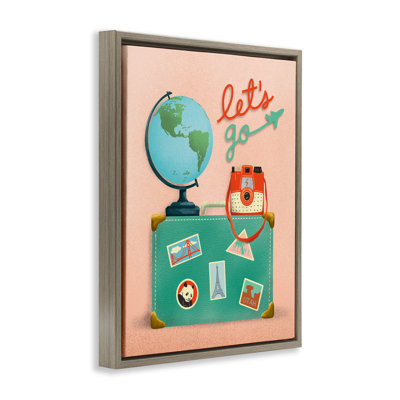 Let's Go Travel Suitcase Floating Frame, design by Jilly Jack Designs