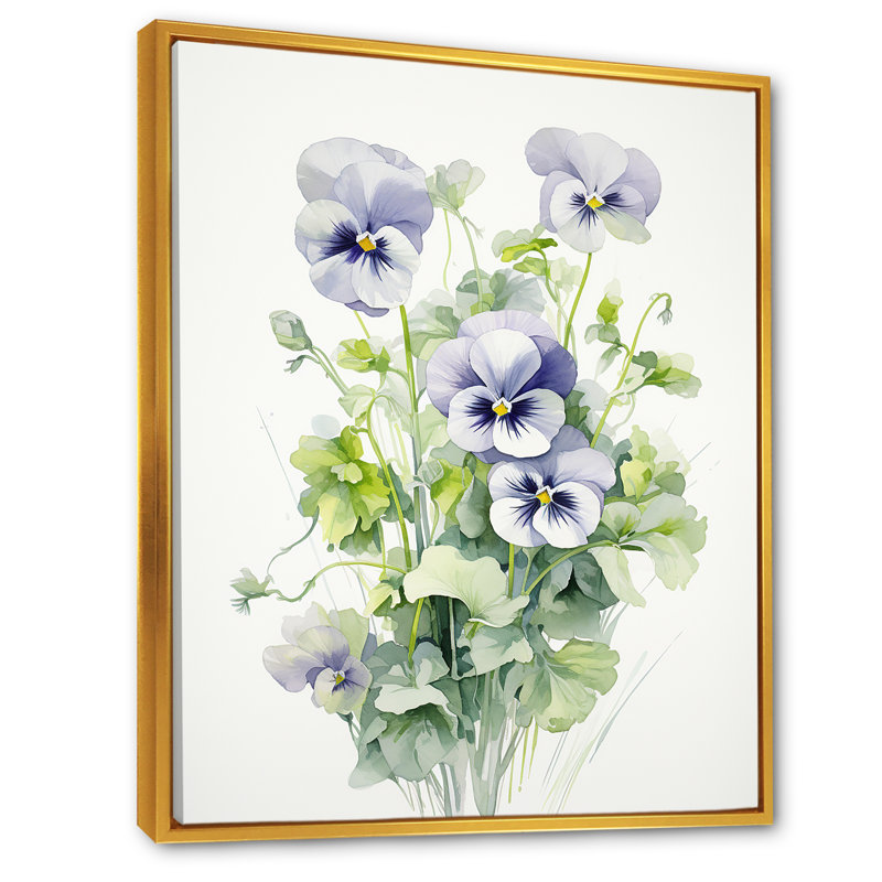 Bouquet d'harmonies vertes et mauves Blossum, H 32 po x l 16 po x P 1 po, Cadre flottant doré