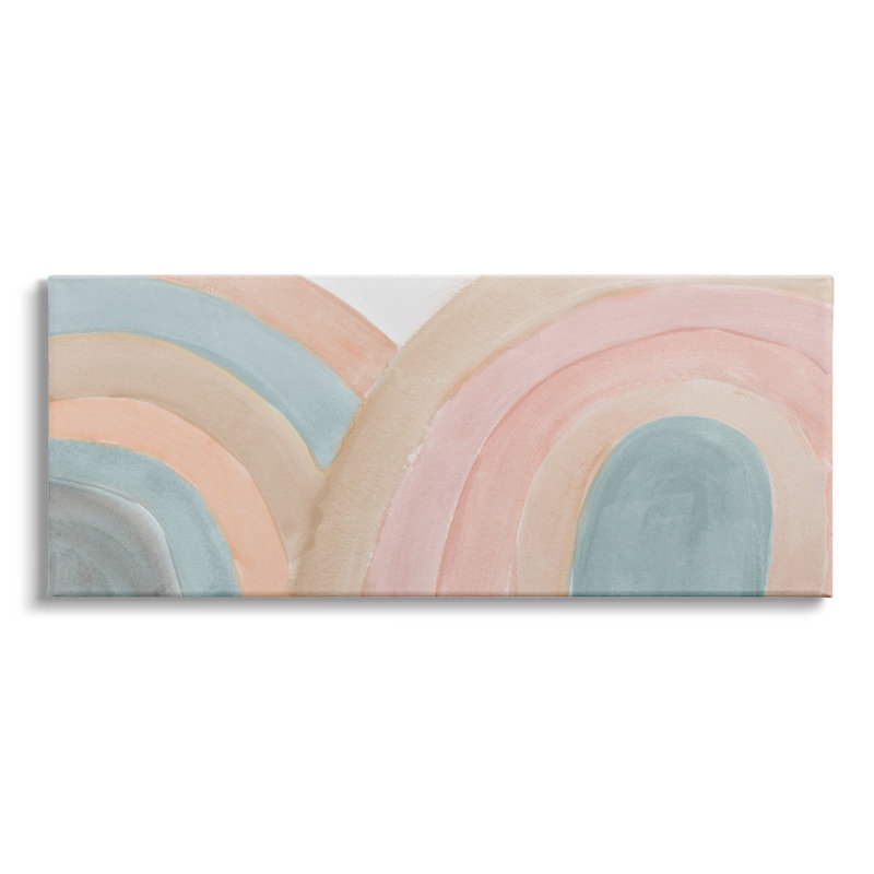 «Subtle Rainbow Arches Layered Blue Brown Red» par Emily Navas - Peinture, Toile tendue, H 20 po x l 48 po
