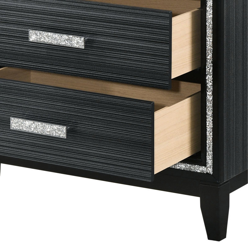 Nightstand, Black - Spacious Drawers With Build And Smooth Functionality For Bedroom Weathered Nightstand Stop Added Peace Of Mind, 17"D X 28"W 26"H, Synthetic