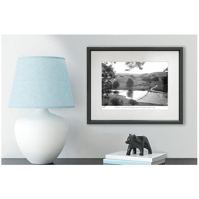 Hebden, Suspension Bridge And Stepping Stones 1926 - Single Picture Frame Print, 40cm H x 50cm W x 2.3cm D