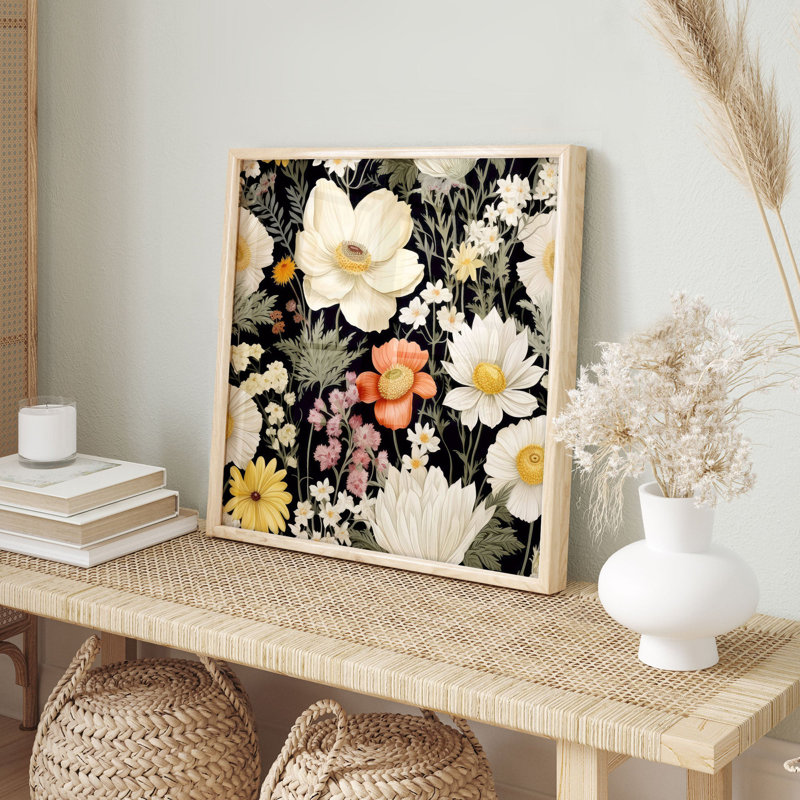 Impression florale florale sauvage, H 16 po x l 16 po