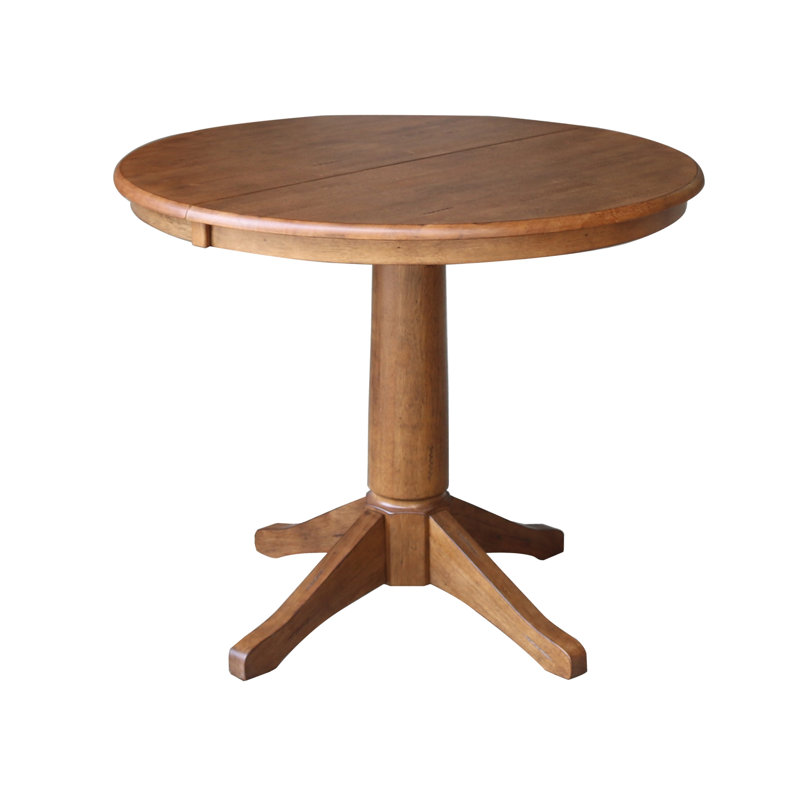 Distressed Oak Solid Wood Extendable Dining Set with Ladderback Chairs