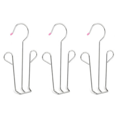 Ensemble de 3 étendoirs à chaussures en acier inoxydable, résistants à la rouille, avec double crochet, pour baskets, bottes et sandales mouillées.