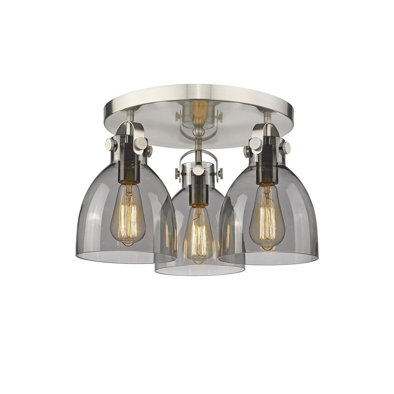 Smeltertown Glass Flush Mount, Plated Smoke, Satin Nickel