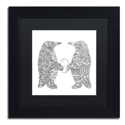 Chouquer «Penguin Lovers», impression sur toile encadrée