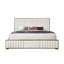 Lit en chenille beige et noyer-409930411