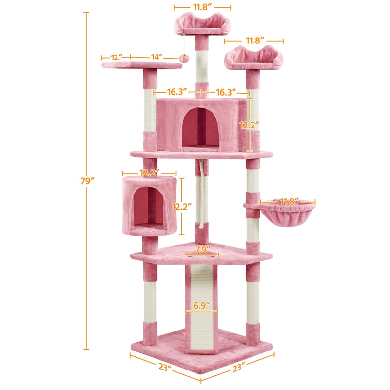 Siebert 79'' H Cat Tree, Pink