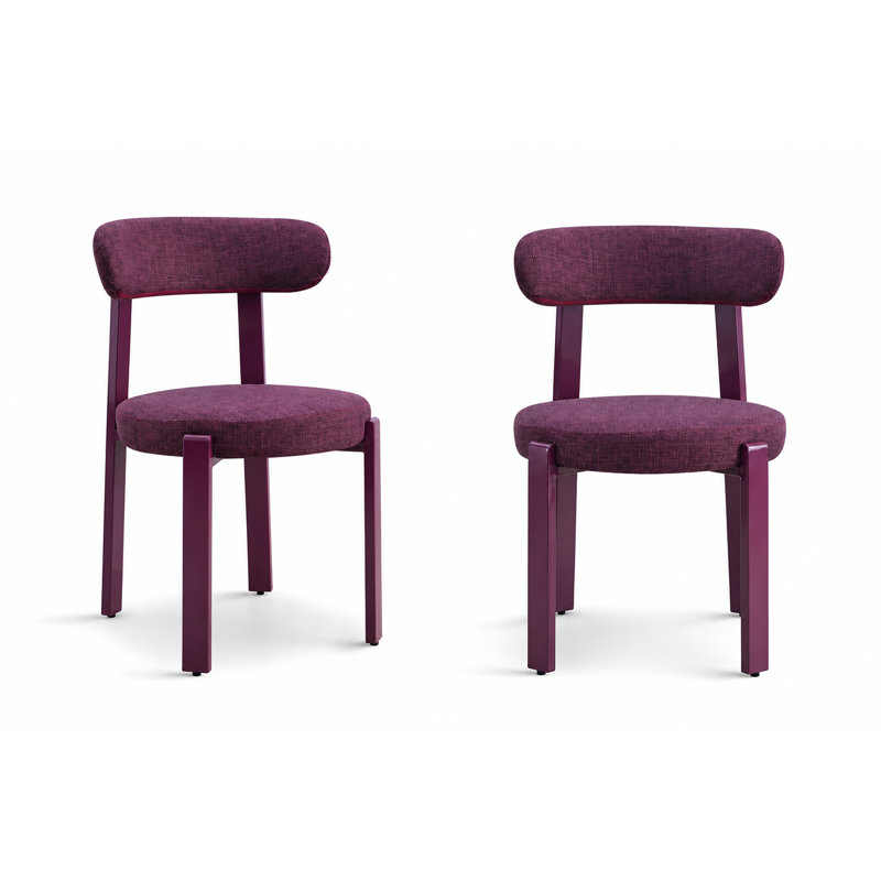 Ensemble de 2 chaises d'appoint incurvées à dossier courbé, Mauve, Mauve