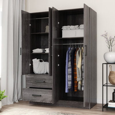 Apollonios Solum 47"Wide Armoire Wardrobe Closet For Hanging With 2 Drawers & Shelves