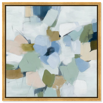 Shore Tides I Framed Canvas Print Sage Wall Decor by Art Remedy, Gold Frame, 48 x 48