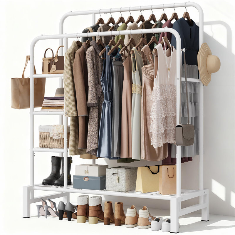 115cm Rolling Clothing Rack, White