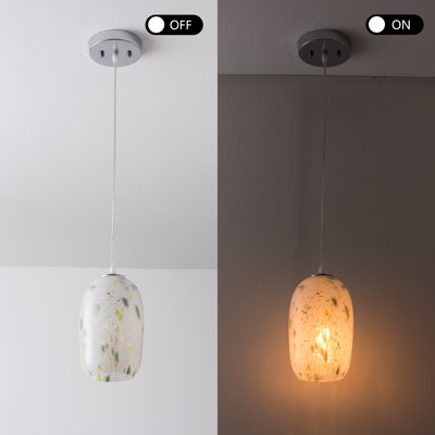 Luminaire suspendu moderne en nickel à 1 lumière de 5 po avec verre soufflé à la main pour salle à manger ou îlot de cuisine