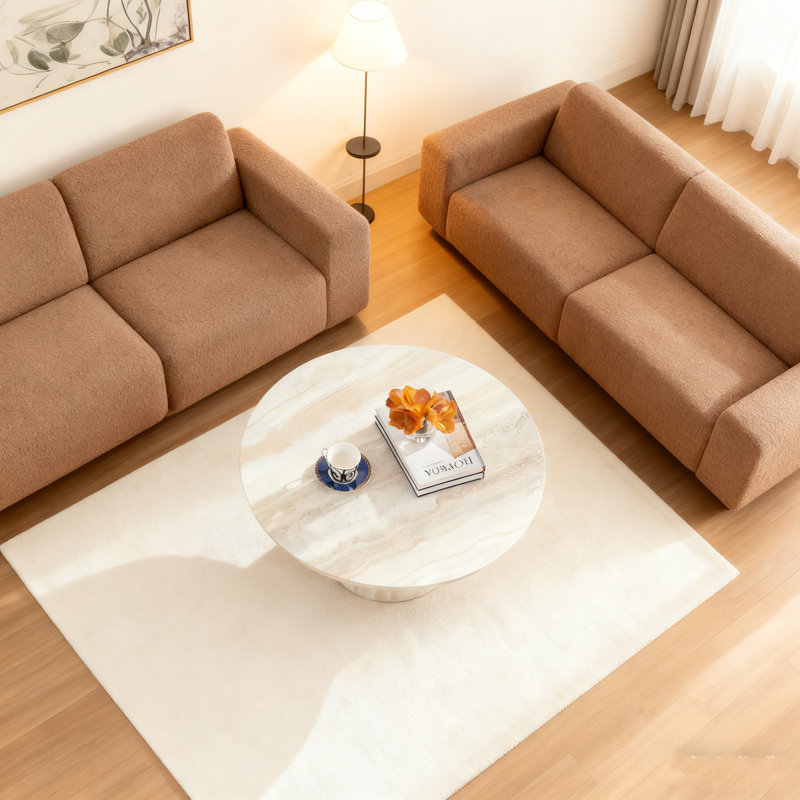 Table basse ronde, Beige