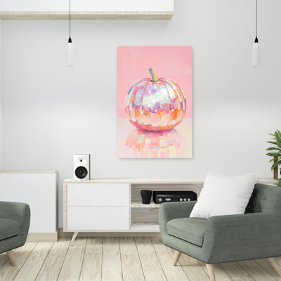 Art mural d'automne contemporain irisé coloré citrouille disco