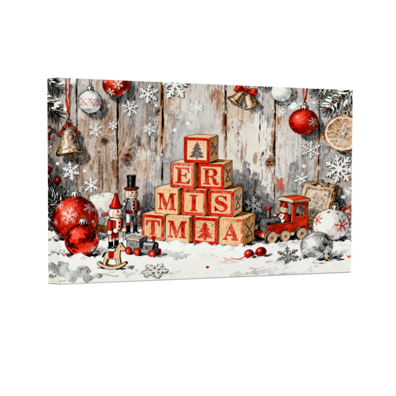 Blocs de Noël et ornements de Noël, ensemble de 3 impressions sur toile, H 16 po x l 24 po